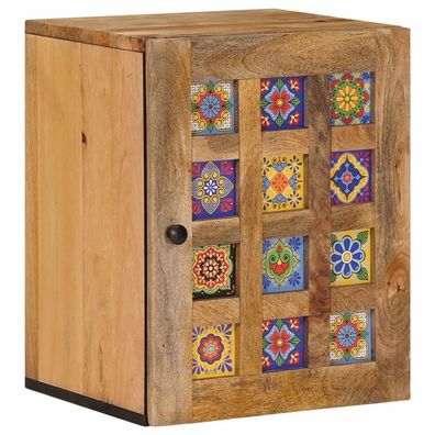 vidaXL Badezimmer Hängeschrank Natur 38 x 33 x 48 cm Massivholz Mango
