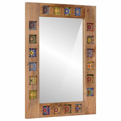 vidaXL Badezimmer Spiegel Natur 50 x 70 x 3 cm Massivholz Mango
