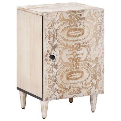 vidaXL Badezimmerschrank Weiß 38 x 33,5 x 58 cm Massivholz Mango
