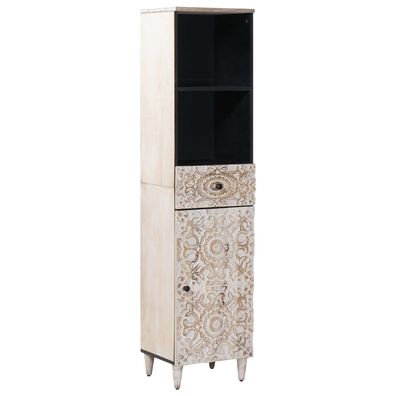 vidaXL Badezimmerschrank Weiß 38 x 33,5 x 160 cm Massivholz Mango