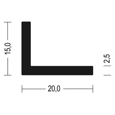 WKP16 Vollgummi EPDM Winkelprofil L - Profil 15x20x2,5 mm L-förmiges Gummiprofil