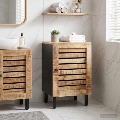 vidaXL Badezimmerschrank mit Tür Braun und Schwarz 38 x 33,5 x 58 cm