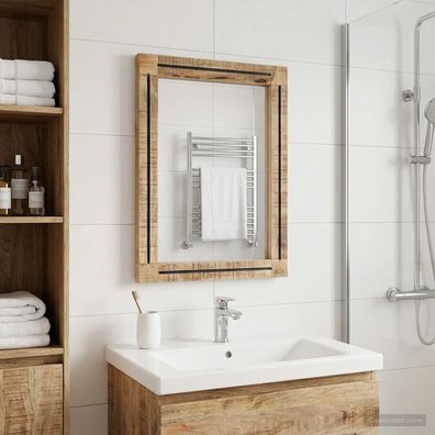 vidaXL Spiegel Wandmontiert Braun und Schwarz 70 x 50 x 3 cm Glas