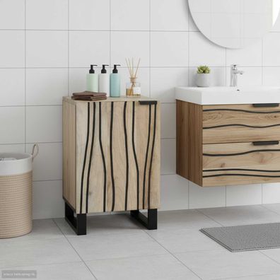 vidaXL Waschbeckenschrank mit Tür Weiß 38 x 33,5 x 58 cm Holzwerkstoff