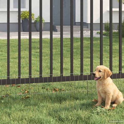 vidaXL Gartenzaun mit Pfählen 48 pcs 115 x 30 cm Mesh Verzinkter Stahl