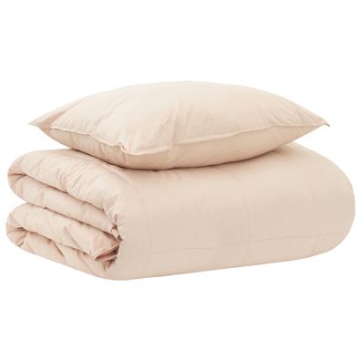 vidaXL Bettwäsche-Set Beige 137 x 200 cm Baumwolle, Kapok, Polyester