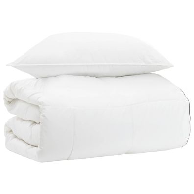 vidaXL Bettwäsche-Set Weiß 137 x 200 cm Baumwolle, Bambus, Polyester