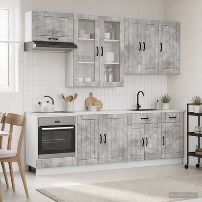vidaXL Kücheneinheit LUCCA 8 pcs Betongrau Holzwerkstoff