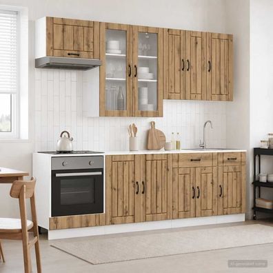 vidaXL Kücheneinheit LUCCA 8 pcs Artisan-Eiche Holzwerkstoff