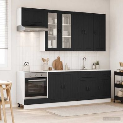 vidaXL Kücheneinheit LUCCA 8 pcs Schwarz Holzwerkstoff