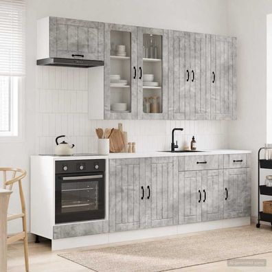 vidaXL Kücheneinheit LUCCA 8 pcs Betongrau Holzwerkstoff