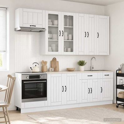 vidaXL Kücheneinheit LUCCA 8 pcs Hochglanz Weiß Holzwerkstoff