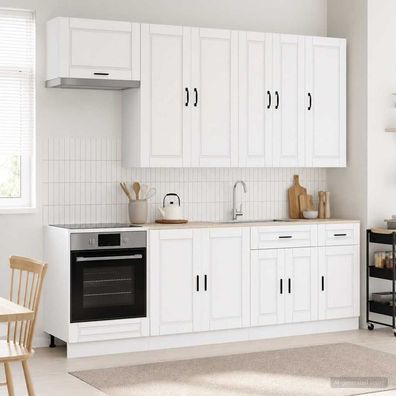 vidaXL Kücheneinheit PORTO 8 pcs Weiß Holzwerkstoff