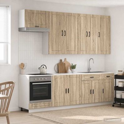 vidaXL Kücheneinheit PORTO 8 pcs Sonoma-Eiche Holzwerkstoff