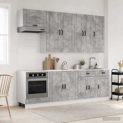 vidaXL Kücheneinheit PORTO 8 pcs Betongrau Holzwerkstoff