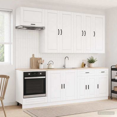 vidaXL Kücheneinheit PORTO 8 pcs Hochglanz Weiß Holzwerkstoff
