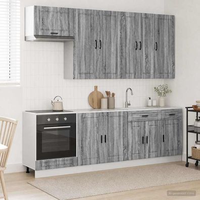 vidaXL Kücheneinheit PORTO 8 pcs Grau Sonoma Holzwerkstoff