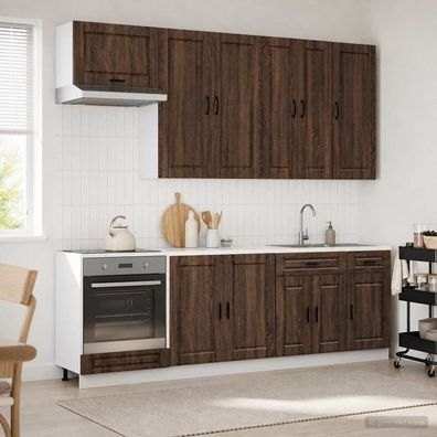 vidaXL Kücheneinheit PORTO 8 pcs Brauneiche Holzwerkstoff