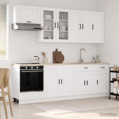 vidaXL Kücheneinheit PORTO 8 pcs Weiß Holzwerkstoff