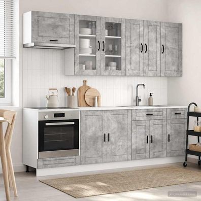 vidaXL Kücheneinheit PORTO 8 pcs Betongrau Holzwerkstoff