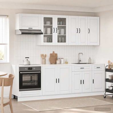 vidaXL Kücheneinheit PORTO 8 pcs Hochglanz Weiß Holzwerkstoff