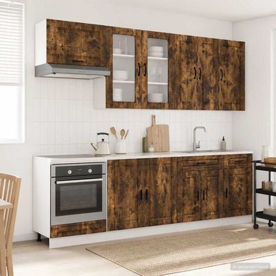 vidaXL Kücheneinheit PORTO 8 pcs Geräucherte Eiche Holzwerkstoff