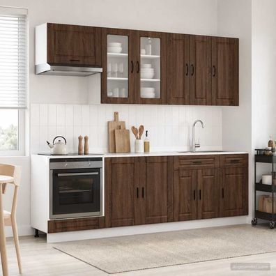 vidaXL Kücheneinheit PORTO 8 pcs Brauneiche Holzwerkstoff