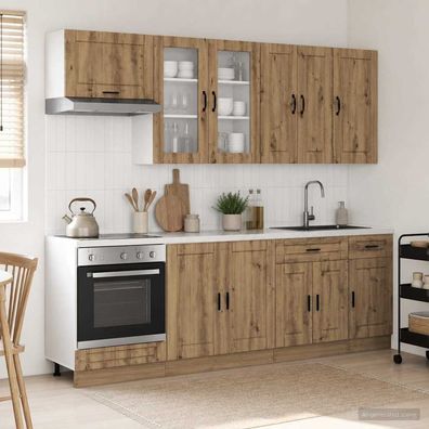 vidaXL Kücheneinheit PORTO 8 pcs Artisan-Eiche Holzwerkstoff