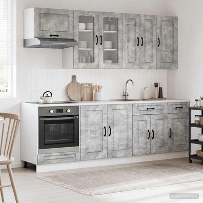 vidaXL Kücheneinheit KALMAR 8 pcs Betongrau Holzwerkstoff