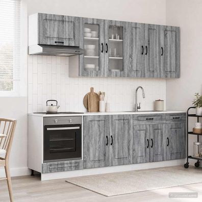 vidaXL Kücheneinheit KALMAR 8 pcs Grau Sonoma Holzwerkstoff