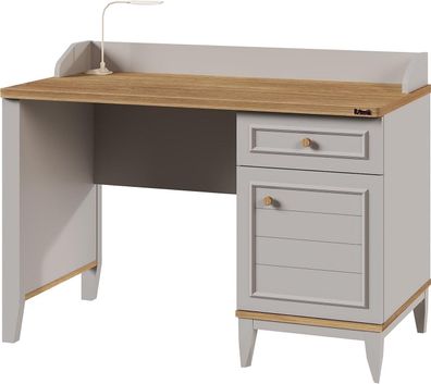 Jugend Schreibtisch Magna Hellgrau und Holzoptik