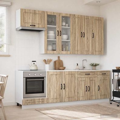 vidaXL Kücheneinheit KALMAR 8 pcs Sonoma-Eiche Holzwerkstoff