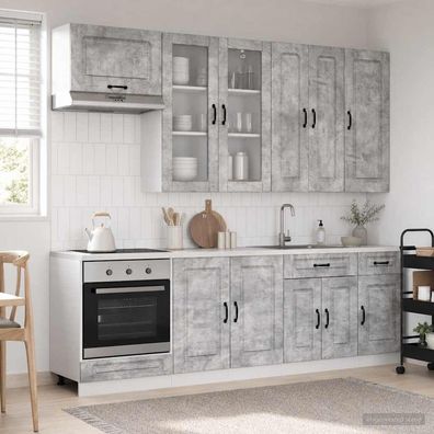 vidaXL Kücheneinheit KALMAR 8 pcs Betongrau Holzwerkstoff