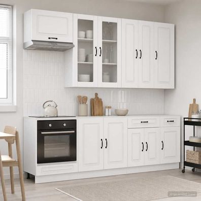 vidaXL Kücheneinheit KALMAR 8 pcs Hochglanz Weiß Holzwerkstoff
