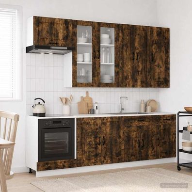 vidaXL Kücheneinheit KALMAR 8 pcs Geräucherte Eiche Holzwerkstoff