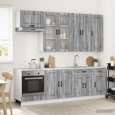 vidaXL Kücheneinheit KALMAR 8 pcs Grau Sonoma Holzwerkstoff