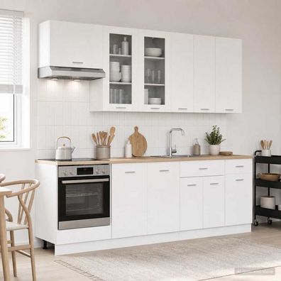 vidaXL Kücheneinheit LYON 8 pcs Weiß Holzwerkstoff