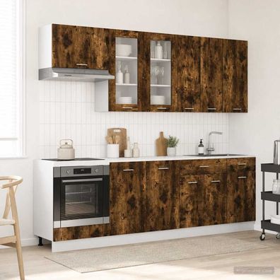 vidaXL Kücheneinheit LYON 8 pcs Geräucherte Eiche Holzwerkstoff