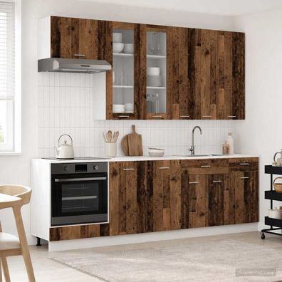 vidaXL Kücheneinheit LYON 8 pcs Altholz Holzwerkstoff