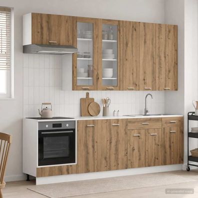 vidaXL Kücheneinheit LYON 8 pcs Artisan-Eiche Holzwerkstoff