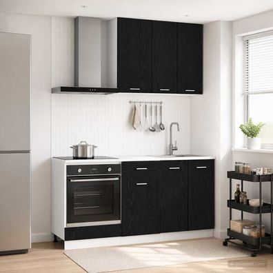 vidaXL Kücheneinheit LYON 5 pcs Schwarze Eiche Holzwerkstoff