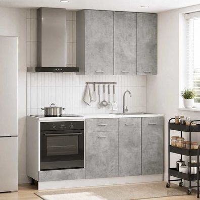 vidaXL Kücheneinheit LYON 5 pcs Betongrau Holzwerkstoff