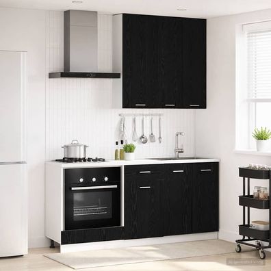 vidaXL Kücheneinheit LYON 5 pcs Schwarze Eiche Holzwerkstoff