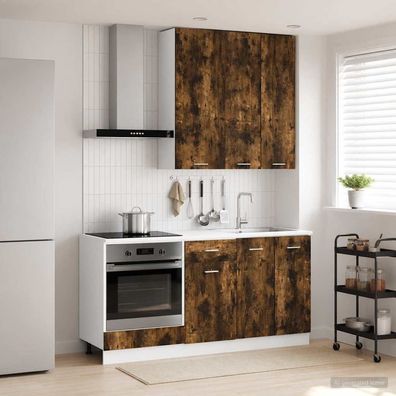 vidaXL Kücheneinheit LYON 5 pcs Geräucherte Eiche Holzwerkstoff