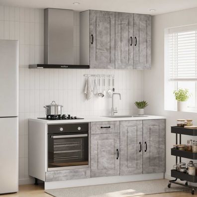vidaXL Kücheneinheit KALMAR 5 pcs Betongrau Holzwerkstoff