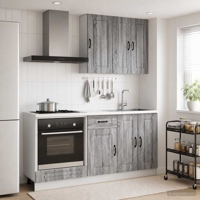vidaXL Kücheneinheit KALMAR 5 pcs Grau Sonoma Holzwerkstoff