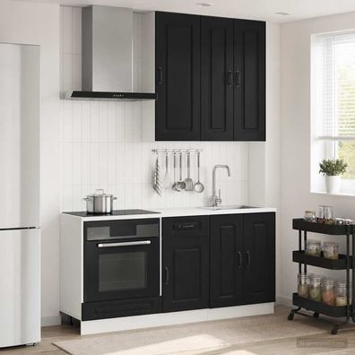 vidaXL Kücheneinheit KALMAR 5 pcs Schwarz Holzwerkstoff