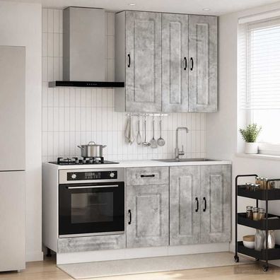 vidaXL Kücheneinheit KALMAR 5 pcs Betongrau Holzwerkstoff