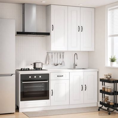 vidaXL Kücheneinheit KALMAR 5 pcs Hochglanz Weiß Holzwerkstoff