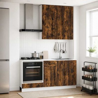 vidaXL Kücheneinheit KALMAR 5 pcs Geräucherte Eiche Holzwerkstoff
